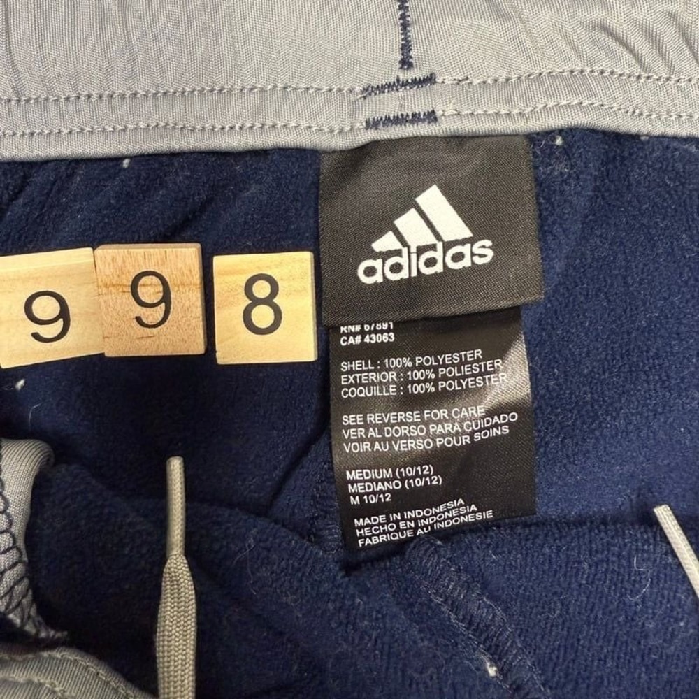 Adidas Boys Navy Blue 3-Stripe Track Pants Medium 10-12 Polyester Sportswear - Picture 2 of 5